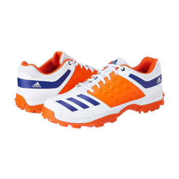 Adidas Crinu 23 Cricket Shoes 12, White, Orange, Mens