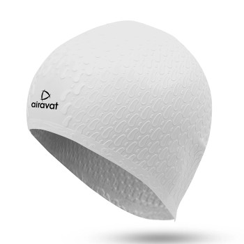 Bubble Swimming Cap  -  White, Adult
