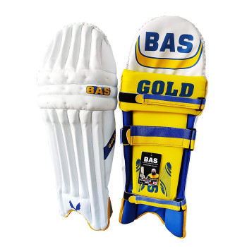 Gold Cricket Leg Guard  -  Mens, White, Right-handed