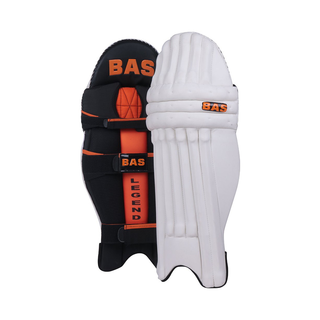 Legend Cricket Leg Guard Mens, Righthanded, Black, White, Orange