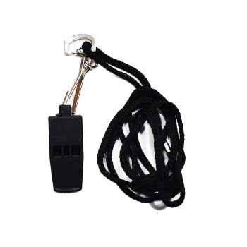 Pealess with lanyard Whistle  -  Black