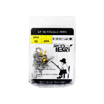 Terry Treble #6 Fishing Hooks  -  Silver