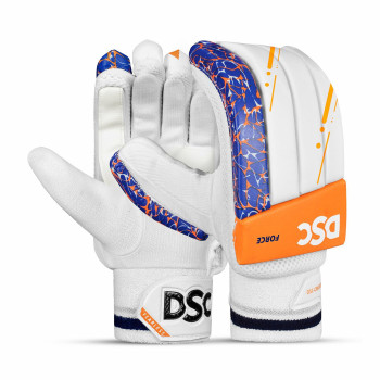Force Cricket Batting Glove  -  Youth, White,Orange, Right-handed