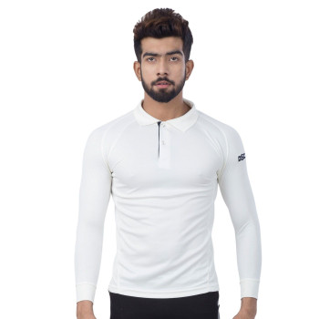 Atmos Cricket White T-Shirt  -  30, Off White, Full, Kids, Polo Neck