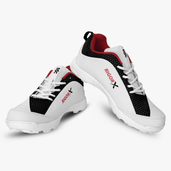 Rigor X Cricket Shoes  -  5, Black,White, Mens