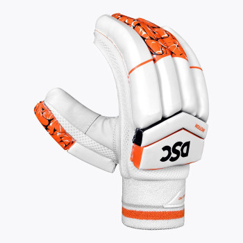 Motion Cricket Batting Glove  -  Mens, White,Orange, Right-handed
