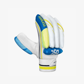 Condor Ruffle Cricket Batting Glove  -  Blue, White, Yellow, Boys, Right-handed