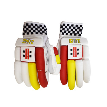 Ignite Cricket Batting Glove  -  Mens, Red,White,Yellow, Right-handed
