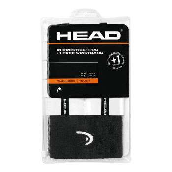 Prestige Pro 10+ Tennis Racket Grip  -  White, Over Grip
