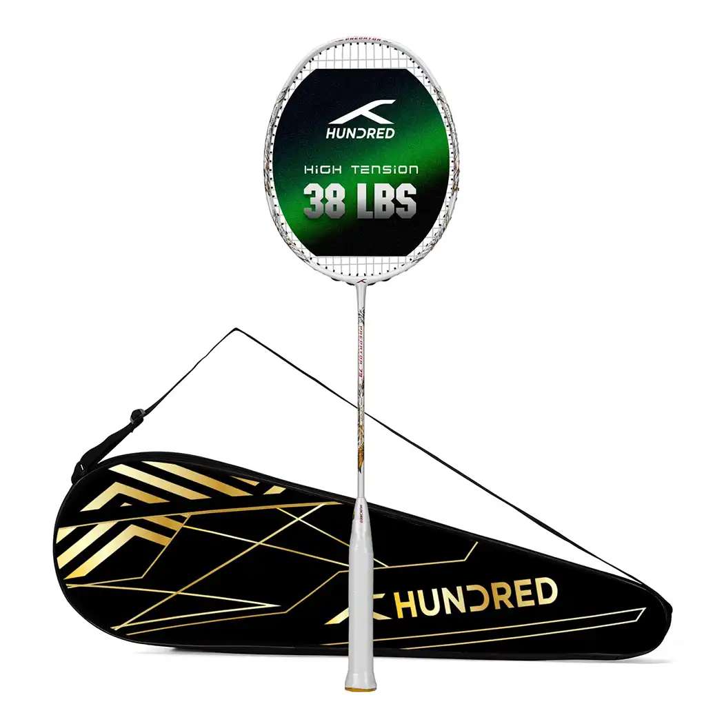 Extra Power 330 Racket Hundred Predator 79 Extra Strong-(Strung) Badminton Racket - White, Strung