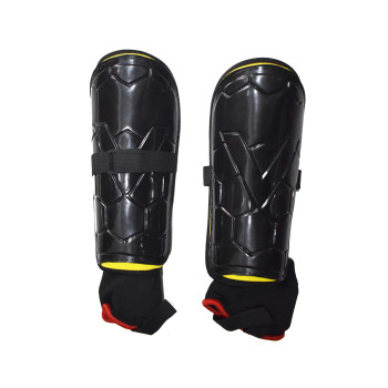 Bronze Football Shin Guard  -  L, Black, Yellow