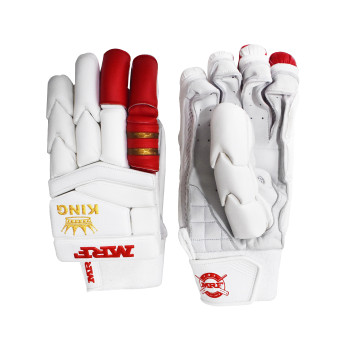 Genius King Cricket Batting Glove  -  Mens, Red,White, Right-handed