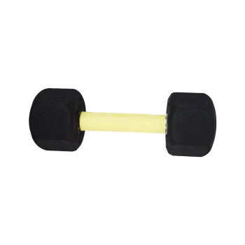 Hexagonal Rubberised Gym Dumbell  -  Black, 5 Kg