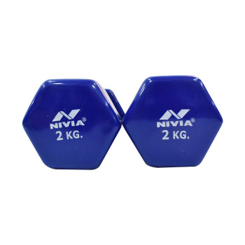 Vinyl Dumbbell’ Set Gym Dumbell  -  2 Kg, Blue