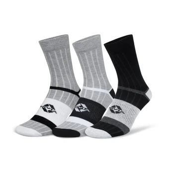 All Day Stripes Socks  -  Standard, Grey,Black,White, Unisex, Mid Calf