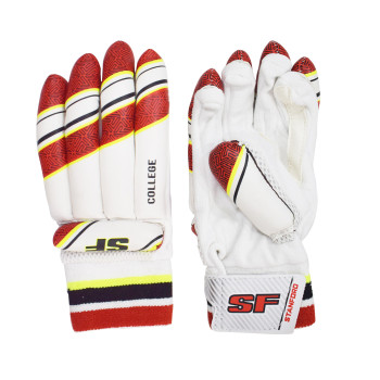College Cricket Batting Glove  -  Mens, Red,Black,White, Right-handed