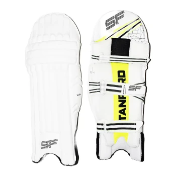 Test Pro Cricket Leg Guard  -  Mens, White, Right-handed