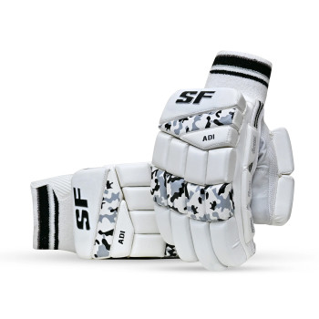 Camo Adi Cricket Batting Glove  -  Mens, White, Right-handed