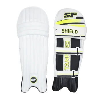 Shield Cricket Leg Guard  -  Mens, White, Right-handed