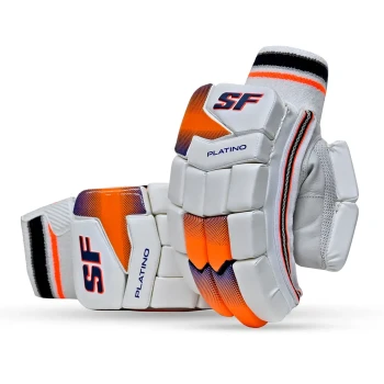 Platino Cricket Batting Glove  -  Youth, White,Orange, Right-handed