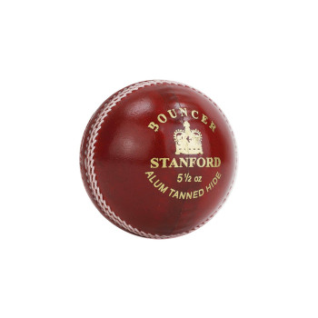 Bouncer Cricket Leather Ball  -  Red
