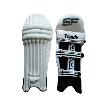 Trendy Cricket Wicket Keeping Leg Guard  -  Mens, Black, White