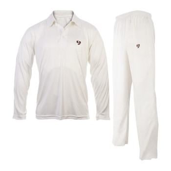 Club F/Slv Cricket White T-Shirt and Lower Set  -  M, Off White, Adult