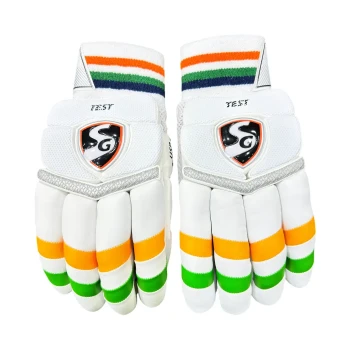 Test India Cricket Batting Glove  -  Mens, White, Right-handed