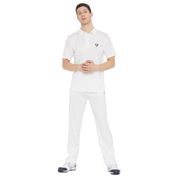 Club S/Slv Cricket White T-Shirt and Lower Set  -  M, Off White, Adult