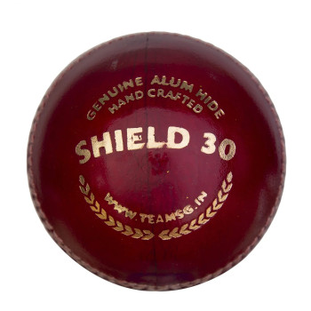 Shield 30 Cricket Leather Ball  -  Red