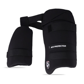 Ace Protector Combo Cricket Thigh Pad  -  Mens, Black, Right-handed