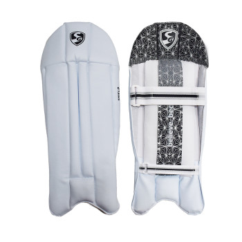 Shield Cricket Wicket Keeping Leg Guard  -  Mens, Black,White