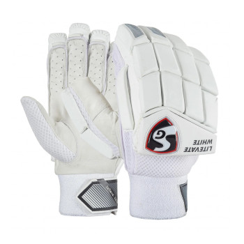 Litevate White Cricket Batting Glove  -  Mens, White, Right-handed