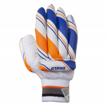 Shield Cricket Batting Glove  -  Blue, White, Orange, Youth, Right-handed