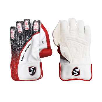 Test Cricket Wicket Keeping Gloves  -  Mens, Red,Black,White