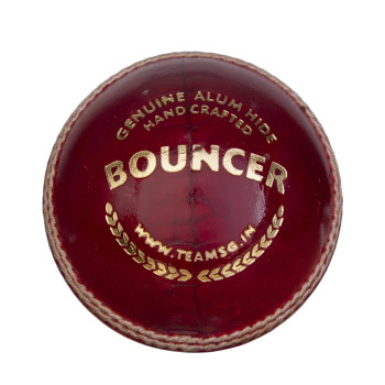 Bouncer Cricket Leather Ball  -  Red