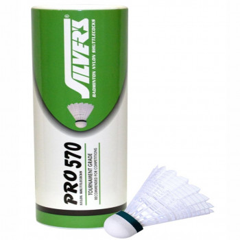 Pro-570 Badminton Shuttlecork  -  White, Nylon