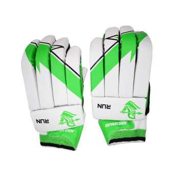 Run Cricket Batting Glove  -  Green,White, Mens, Right-handed