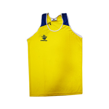 athletic team wear knit Basketball T-Shirt and Shorts Set  - L, Blue, Yellow