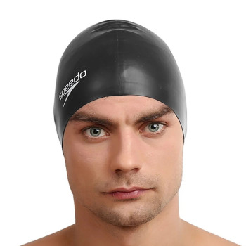 Moulded Silicone JU Swimming Cap  -  Junior, Black