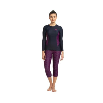 AF Boomstar AOP Long Sleeve Suntop Swimming Top  -  34, Pink, Black, Womens