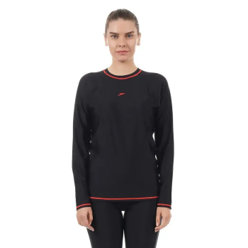 Female Long Sleeve SunTop Swimming Top  -  38, Black, Womens