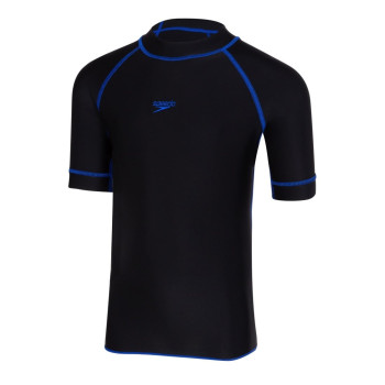 Short Sleeve Suntop Swimming Top  -  6 Years, Blue, Black, Boys