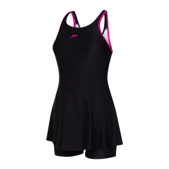 Racerback Swimdress With Boyleg  -  Pink, Black