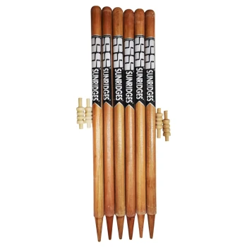 1st Grade wood Cricket Stumps  -  Brown, Pack Of 6