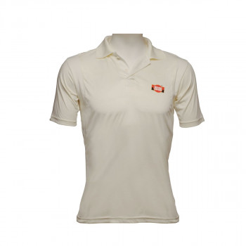 Professional Cricket White T-Shirt  -  Mens, Half, Polo Neck, 42, White
