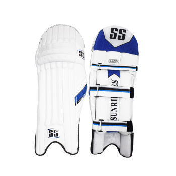 Platino Cricket Leg Guard  -  Mens, Blue,White, Right-handed