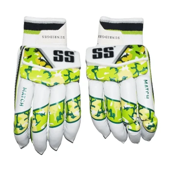 Match Cricket Batting Glove  -  Mens, Black,White,Yellow, Right-handed