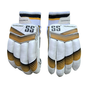 Tournament Cricket Batting Glove  -  Youth, Black,White,Yellow, Left-h