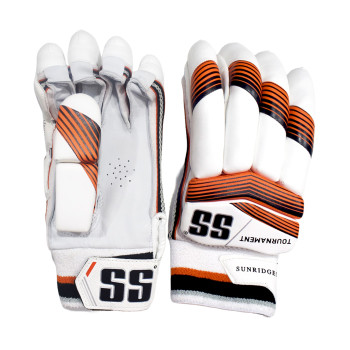 TOURNAMENT cricket batting_gloves  -  mens, white,orange, left-handed